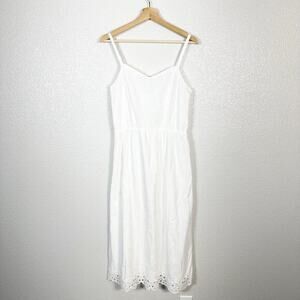 Old Navy NWT Womens Feminine Fit‎ and Flare Eyelet Midi Dress White M Tall